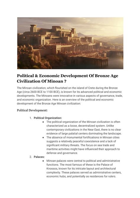 Political And Economic Development Of Bronze Age Civilization Of Minoan Pdf