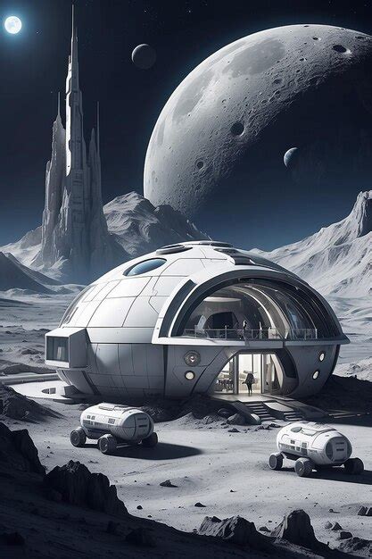 Premium Photo A Lunar Base With Domed Habitats And Futuristic Space