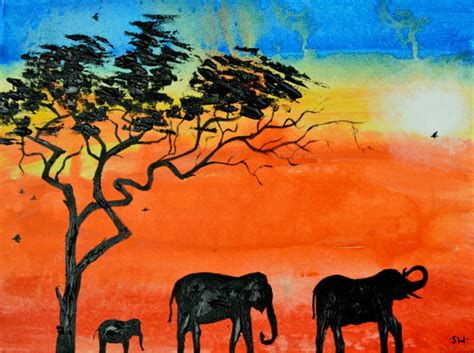 African Sunrise Painting at PaintingValley.com | Explore collection of ...