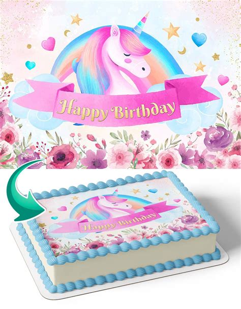 Princess Unicorn Birthday Pink Girl Edible Cake Toppers Ediblecakeimage