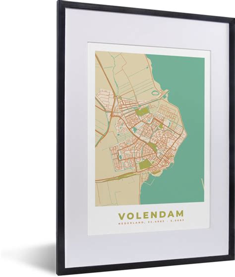 Fotolijst Incl Poster Kaart Plattegrond Volendam Stadskaart