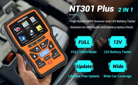 Upgraded Nt301 Foxwell Nt301 Plus Obd2 Scanner Battery Tester 2 In 1 Code Reader