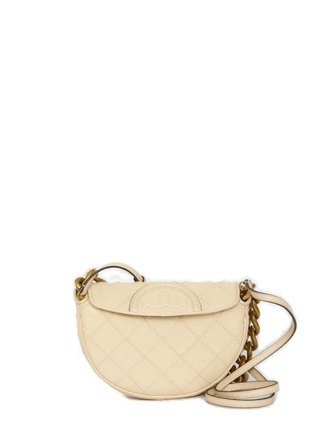 Tory Burch Mini Fleming Soft Crescent Bag In Natural Lyst