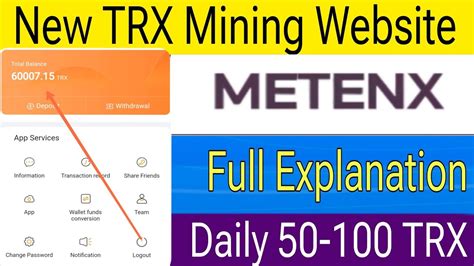 Metenx Website Full Explanation New TRX Mining Website YouTube