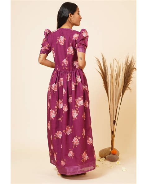 Wine Floral Maxi Dress By Miar The Secret Label