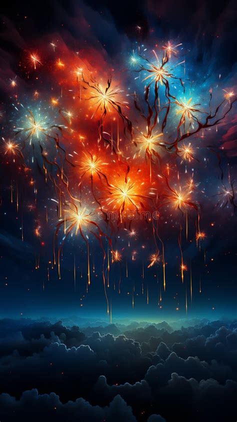 Fireworks in the Sky, Night Illustration Stock Image - Image of night, heritage: 302116323