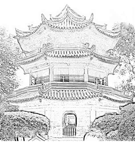 Chinese Temple Sketch at PaintingValley.com | Explore collection of ...