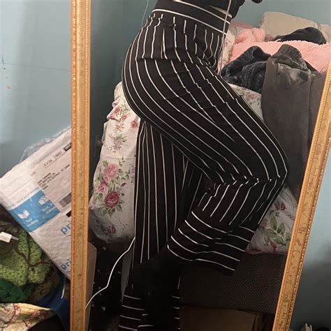 Black And White Striped Party Pants Super Flattering Depop