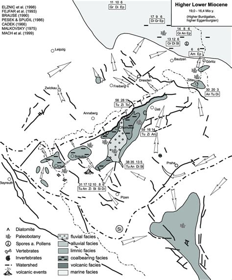 Paleogeographic Map Of The Late Early Miocene In The North Bohemian