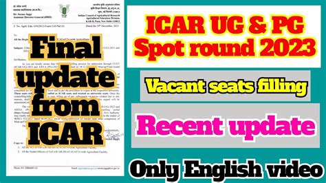 ICAR Spot Round Vacant Seats Counseling Final Update From ICAR ICAR