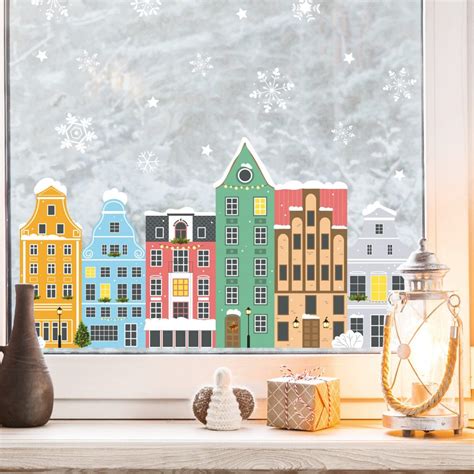 Wiederverwendbares Fensterbild Weihnachten Winterstadt Giebelh User