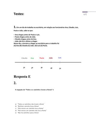 Resolução da apostila raciocínio lógico parte 2 PDF