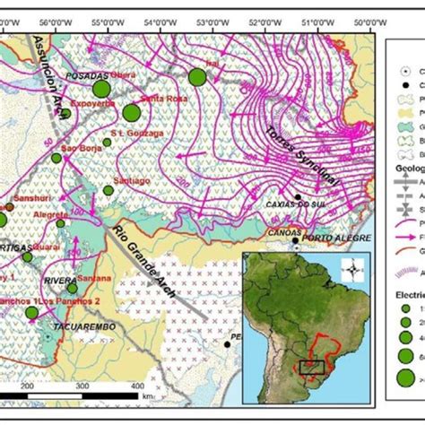 Simplified South America Map Showing The Guarani Aquifer System