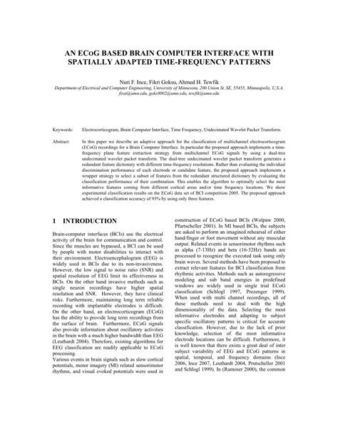 (PDF) An ECoG Based Brain Computer Interface with Spatially Adapted ...