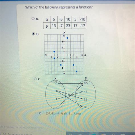 Select The Correct Answer Which Of The Following Represents A Function