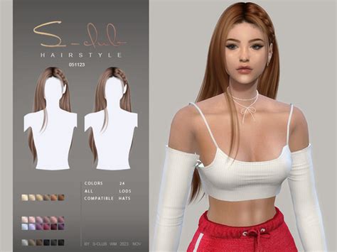 The Sims Resource LONG STRAIGHT HAIR WITH BRAID ALICIA 051123