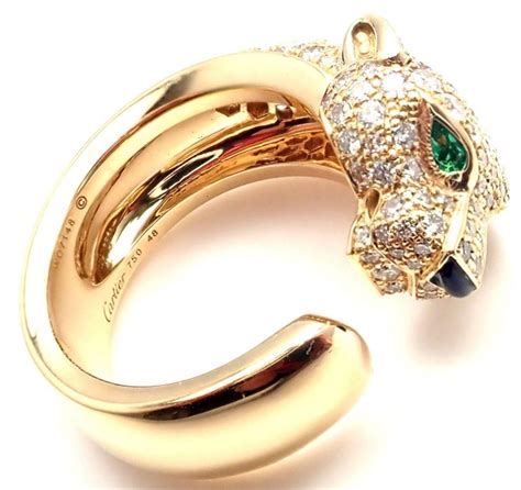 Cartier Panther Panthere Emerald Onyx Diamond Gold Band Ring At 1stdibs