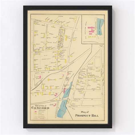 Concord Map 1892 Old Map of Concord New Hampshire Art Vintage Print ...