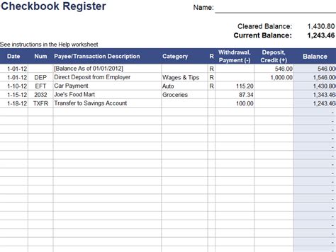 excel check register - Excel templates