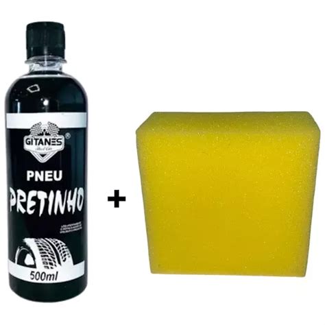 Pretinho Limpa Pneu Automotivo 500ml Esponja Aplicadora MercadoLivre