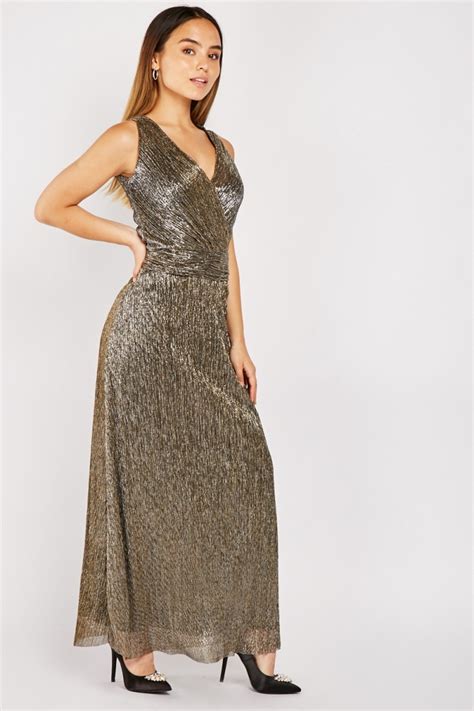 Metallic Plisse Maxi Dress Just 6