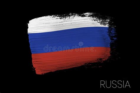 Grunge Brush Stroke With Russia National Flag Watercolor Painting Flag