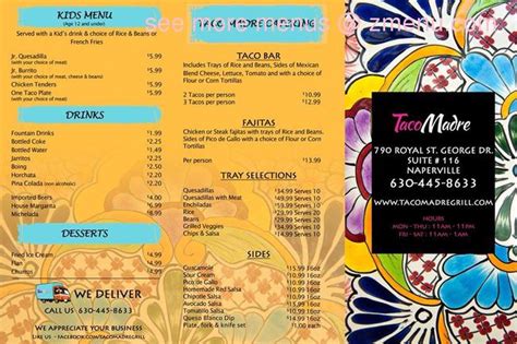 Online Menu of Taco Madre Restaurant, Naperville, Illinois, 60563 - Zmenu