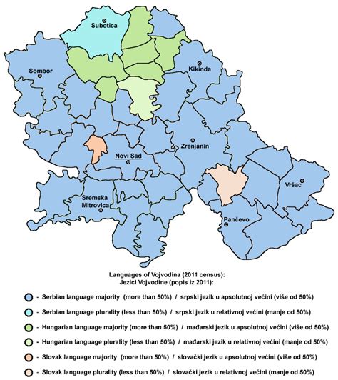 Language map of Vojvodina, Serbia. - Maps on the Web