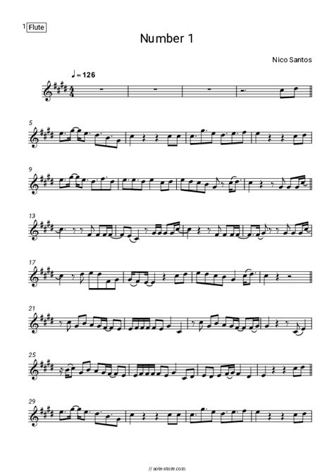 Number 1 Flute Sheet Music Nico Santos In Note Flute Sku