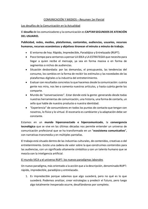 Cy M Resumen Er Parcial Comunicaci N Y Medios Resumen Er