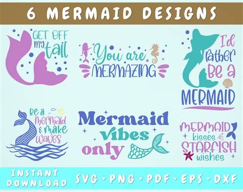 Mermaid Quotes Svg Bundle Designs Mermaid Sayings Svg Etsy