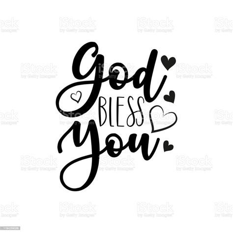 God Bless You Calligraphy Text With Heart Stock Illustration Download