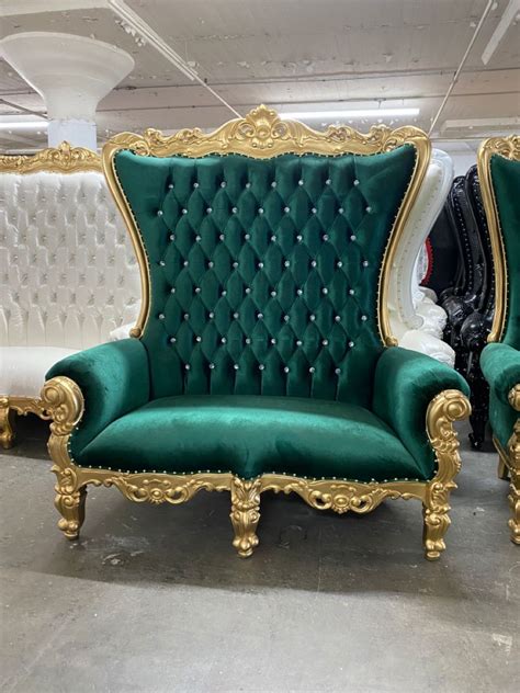 Lounge In Royalty With Our New Emerald Green Queen Love Seat Made Of