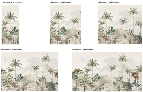 Jungle Wallpaper Tropical Wilderness Beige Green Etsy