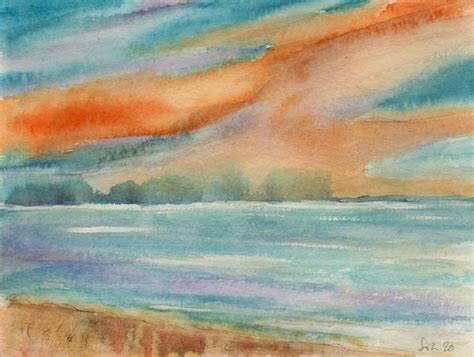 OT Aquarell Wolken Landschaft Wasser Von Ullysses Kunstnet