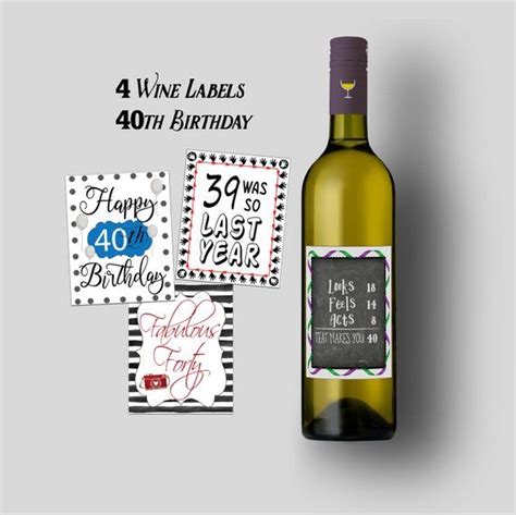 40th Birthday Wine Labels Birthday Wine Labels 40th Birthday T Happy Birthday Wine Labels