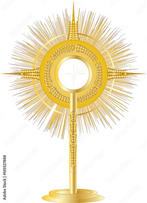 Golden Monstrance For Eucharistic Adoration Of The Blessed Sacrament