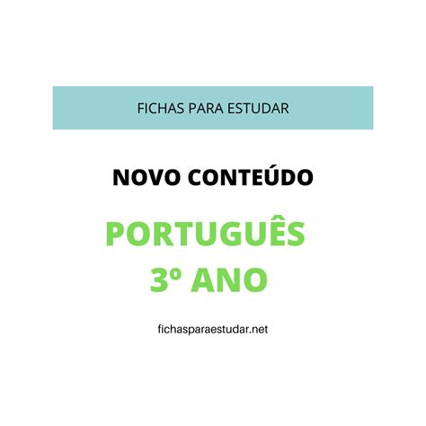 Fichas Para Estudar Fichas E Testes De Língua Portuguesa 3º Ano