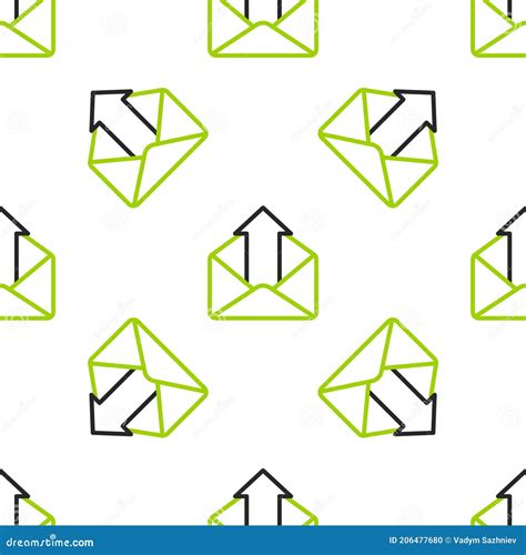 Line Outgoing Mail Icon Isolated Seamless Pattern On White Background