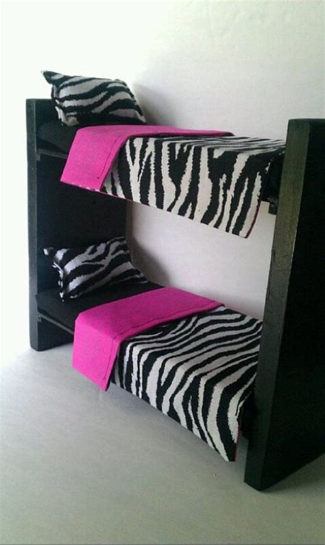 Barbie Furniture Monster High Bratz Wooden Bunkbed Set Zebra