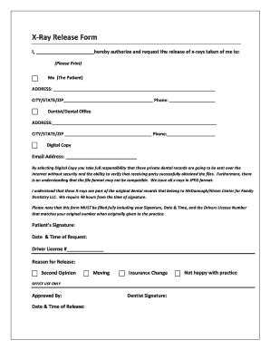 Xray Release Form Fill Out And Sign Printable Pdf Template Airslate