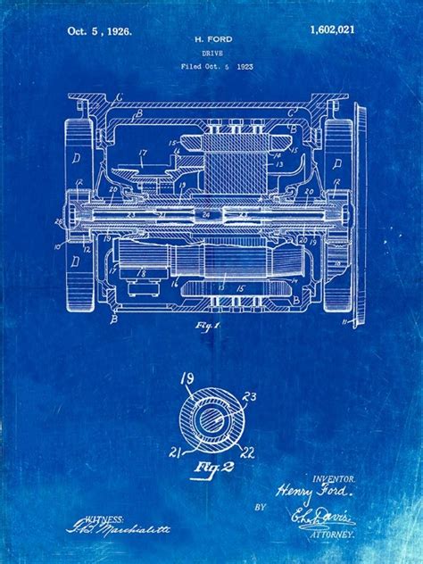 Somerset House Images PP1110 FADED BLUEPRINT TRAIN TRANSMISSION