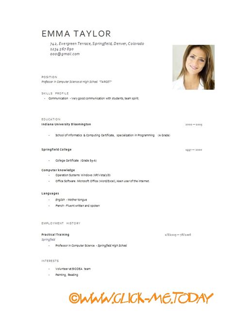 Modelo De Curriculum Vitae Doc Modelo De Curriculum Vitae