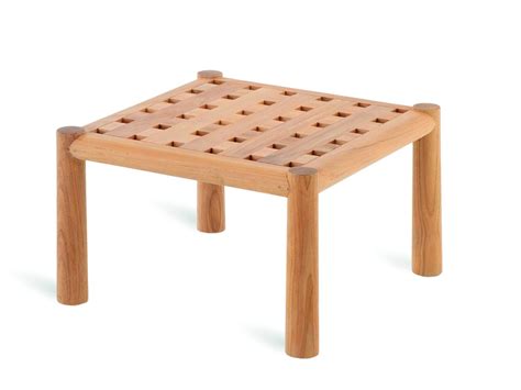 Pevero Low Square Teak Garden Side Table By Unopi