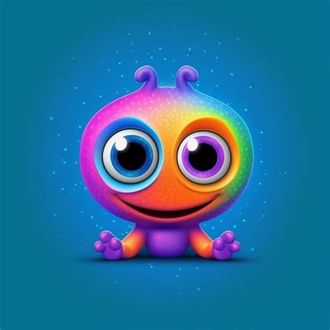 Premium AI Image A Cartoon Alien With Big Eyes And A Rainbow Colored