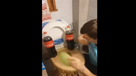 Guy Had His Toilet Exploding Doing The Mentos Coke Challenge Youtube