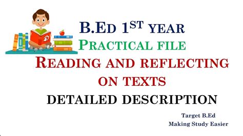 Reading And Reflecting On Text B Ed St Year Practical File Youtube