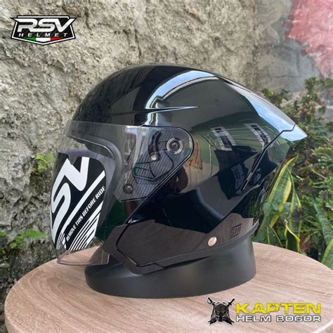 HELM RSV NEW WINDTAIL SOLID BLACK GLOSSY HELM HALF FACE SINGLE VISOR