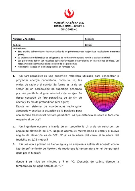 CE82 Trabajo Final Grupo 4 Matemática Básica UPC Studocu