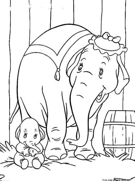 Disney Characters Dumbo with Elephant Matriarch coloring page for kids